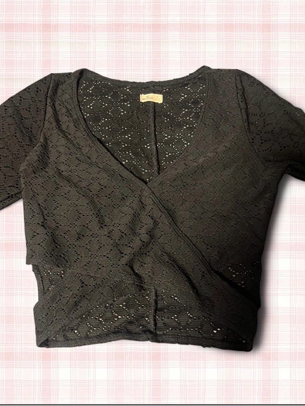 Hollister Black Lace Wrap Crop Top - Women